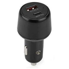 Adaptér do auta Nedis 1×USB, 1×USB-C, 65W černá barva
