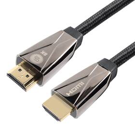 Kabel GoGEN HDMI 2.1 / 8K UHD, 1m, pozlacený, opletený (HDMI100MM09) černý - rozbaleno - 24 měsíců záruka