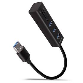 USB Hub Axagon USB 3.2 Gen 1 hub, 3x USB-A + čtečka karet SD/microSD, kabel USB-A 20cm (HMA-CR3A) černý