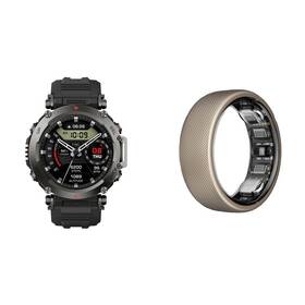 Set výrobků Amazfit Chytré hodinky Amazfit T-Rex Ultra - černé + Chytrý prsten Amazfit Helio Ring vel. 10 - titanium 
