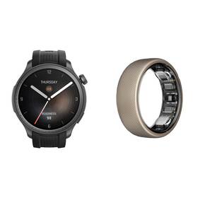 Set výrobků Amazfit Chytré hodinky Amazfit Balance - černé + Chytrý prsten Amazfit Helio Ring vel. 12 - titanium 
