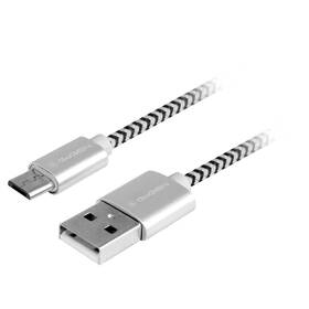 Kabel GoGEN USB / micro USB, 1m, opletený (MICUSB100MM24) stříbrný - rozbaleno - 24 měsíců záruka