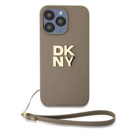 Kryt na mobil DKNY Leather Stack Strap Wrist na Apple iPhone 15 Pro Max béžová barva
