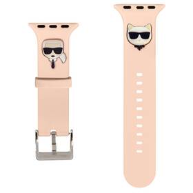 Řemínek Karl Lagerfeld Karl and Choupette na Apple Watch 42/44/45mm (KLAWLSLCKP) růžový