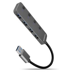 USB Hub Axagon 4x USB 3.2 Gen / USB-C, kabel USB-A 20cm (HUE-MSA) šedý