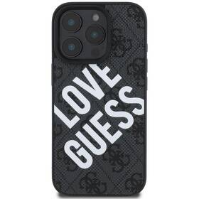 Kryt na mobil Guess PU Leather 4G Big Love Logo MagSafe na Apple iPhone 16 Pro černá barva
