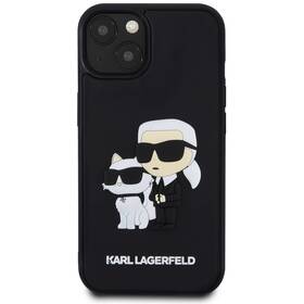 Kryt na mobil Karl Lagerfeld 3D Rubber Karl and Choupette na Apple iPhone 14 černá barva
