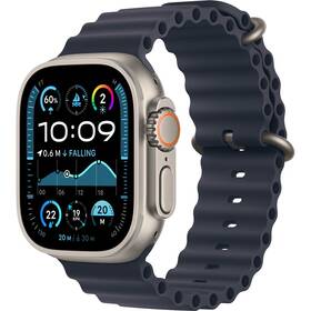 Apple Watch Ultra 2 GPS + Cellular 49mm pouzdro z přírodního titanu - námořnicky modrý oceánský řemínek