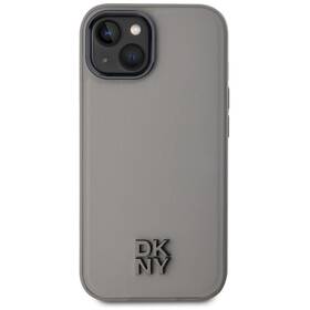 Kryt na mobil DKNY PU Leather Stack Logo MagSafe na Apple iPhone 15 šedá barva
