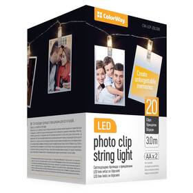 LED fotokolíčky ColorWay 20 kolíčků, délka 3m, 3x AA, teplá bílá (CW-LCP-20L30B)