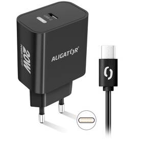 Nabíječka do sítě Aligator Power Delivery 20W, USB-C + USB-C kabel (CHPD0013) černá