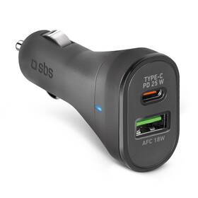 Adaptér do auta SBS USB-A/USB-C, PD, 25 W černá barva
