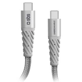 Kabel SBS Aramid Fibre USB-C/USB-C, 60 W, 1,5 m šedá barva
