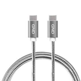 Kabel GND USB-C/USB-C 3.1, PD, 2m, opletený (USBCC200MM01) šedý - zánovní - 24 měsíců záruka
