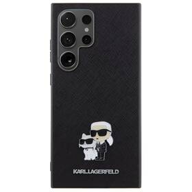 Kryt na mobil Karl Lagerfeld Saffiano Metal Karl and Choupette na Samsung Galaxy S24 Ultra (KLHCS24LPSAKCMPK) černý
