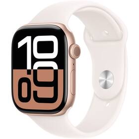 Apple Watch Series 10 GPS + Cellular 42mm pouzdro z růžově zlatého hliníku - světle ruměný sportovní řemínek - M/L