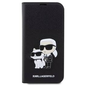 Pouzdro na mobil flipové Karl Lagerfeld PU Saffiano Karl and Choupette NFT Book na iPhone 14 Pro Max černá barva
