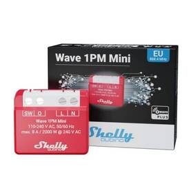 Modul Shelly Qubino Wave 1PM Mini, spínací modul s měřením spotřeby 1x 8A, Z-Wave červená barva
