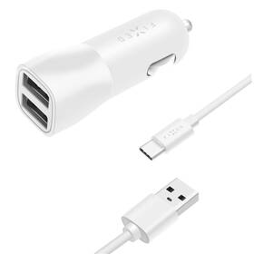 FIXED 2x USB, 15W Smart Rapid Charge + USB-C kabel 1m