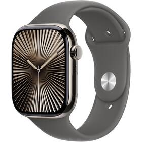 Apple Watch Series 10 GPS + Cellular 46mm pouzdro z přírodního titanu - skálově šedý sportovní řemínek - M/L