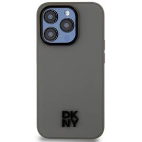 Kryt na mobil DKNY PU Leather Stack Logo MagSafe na Apple iPhone 15 Pro šedá barva
