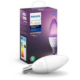 Chytrá žárovka Philips Hue Bluetooth, 6W, E14, White and Color Ambiance (8719514356610)