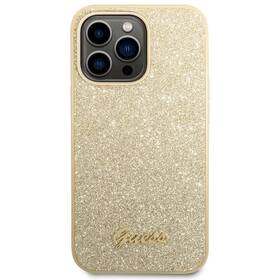 Kryt na mobil Guess Glitter Flakes Metal Logo na Apple iPhone 14 Pro (GUHCP14LHGGSHD) zlatý - rozbaleno - 24 měsíců záruka