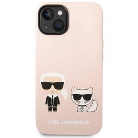 Kryt na mobil Karl Lagerfeld and Choupette Liquid Silicone na Apple iPhone 14 Plus růžová barva
