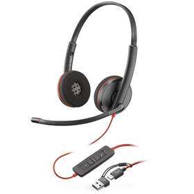 Headset HP Poly Blackwire 3220, USB-C/A adaptér, stereo (8X228AA) černý