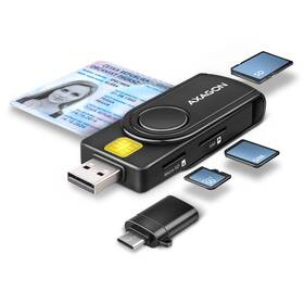 Čtečka eObčanek Axagon USB-A + USB-C PocketReader 4-slot + SD/microSD/SIM (CRE-SMP2A ) černá