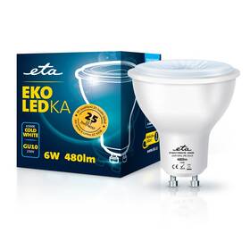 Žárovka LED ETA EKO LEDka bodová 6W, GU10, studená bílá (GU10W6CW)