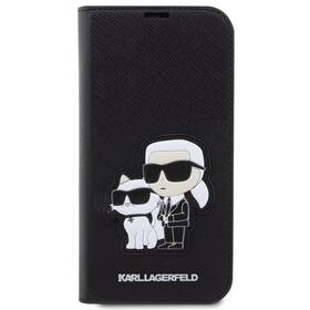 Pouzdro na mobil flipové Karl Lagerfeld PU Saffiano Karl and Choupette NFT Book na iPhone 13 Pro (KLBKP13LSANKCPK) černé