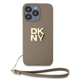 Kryt na mobil DKNY Leather Stack Strap Wrist na Apple iPhone 14 Pro béžová barva
