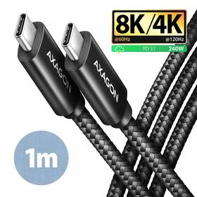 Kabel Axagon NewGEN+ kabel USB-C / USB-C, 1m, PD 240W, 8K HD, pletený (BUCM4X-CM10AB) černý