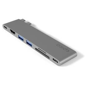 USB Hub Epico 7in1 Pro 8K USB-C/2× USB 3.0, 2× USB-C, HDMI, microSD, SD pro MacBook (9915111900104) šedý