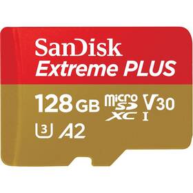 Paměťová karta SanDisk Micro SDHC Extreme Plus 128GB UHS-I U3 (200R/90W) + adaptér (SDSQXBD-128G-GN6MA)