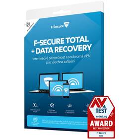 Software F-Secure TOTAL DR - FAMILY, 5 zařízení / 1 rok; Data Recovery 1 zařízení / 1 rok, krabička (FCFTBR1N005X2_K)