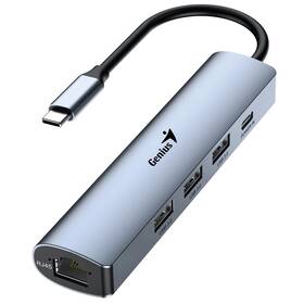 USB Hub Genius UH-545, USB-C/3x USB 3.0, 1x USB-C, 1x RJ-45 (31240004400) šedý