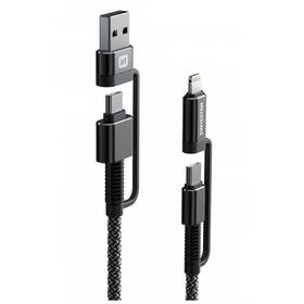 Kabel Swissten Kevlar 4v1, USB-C/USB, USB-C/Lightning, 1,5 m (74501101) antracitový