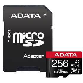 Paměťová karta ADATA High Endurance Micro SDXC 256GB UHS-I (100R/85W) + adaptér 
