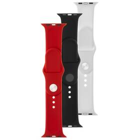Set řemínků FIXED Silicone Strap na Apple Watch 38/40/41mm (FIXSST-436-3SET4) černý/bílý/červený