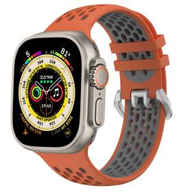 Řemínek CubeNest Silicone Sport na Apple Watch 42/44/45/Ultra 49 mm (B01R6L01) šedý/oranžový