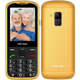 Mobilní telefon CPA Halo 18 Senior s nabíjecím stojánkem (TELMY1018GO) zlatý