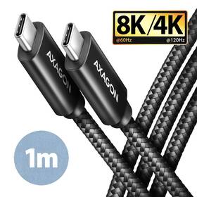 Kabel Axagon NewGEN+ kabel USB-C / USB-C, 1m, PD 100W, 8K HD, pletený (BUCM432-CM10AB) černý