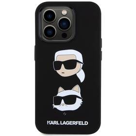 Kryt na mobil Karl Lagerfeld Liquid Silicone Karl and Choupette Heads na Apple iPhone 15 Pro (KLHCP15LSDHKCNK) černý