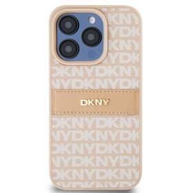 Kryt na mobil DKNY PU Leather Repeat Pattern Tonal Stripe na iPhone 15 Pro (DKHCP15LPRTHSLP) růžový