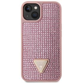 Kryt na mobil Guess Rhinestones Triangle Metal Logo na Apple iPhone 14 (GUHCP14SHDGTPP) růžový
