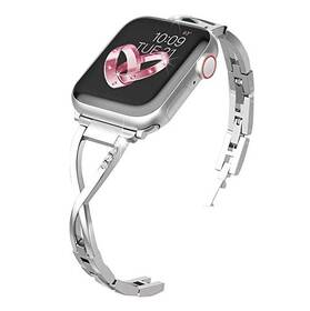 Řemínek WG kamínky, kovový, na Apple Watch 38/40/41 mm (10605) stříbrný - rozbaleno - 24 měsíců záruka