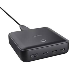 Napájecí adaptér Trust Maxo 100W, 3x USB-C, 1xUSB-A černá barva
