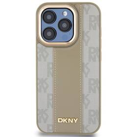 Kryt na mobil DKNY PU Leather Checkered Pattern MagSafe na Apple iPhone 15 Pro Max béžová barva
